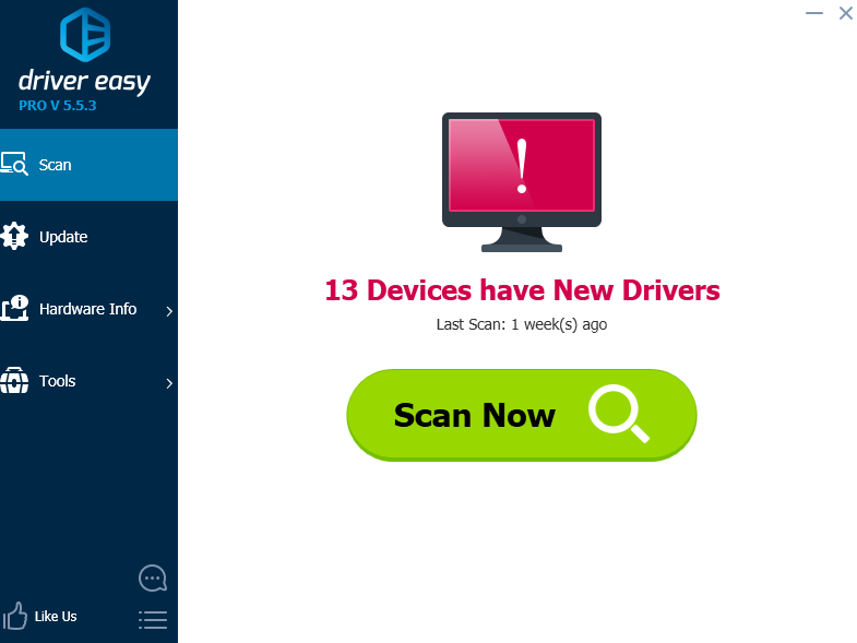 nhan Scan now trong Driver-Easy