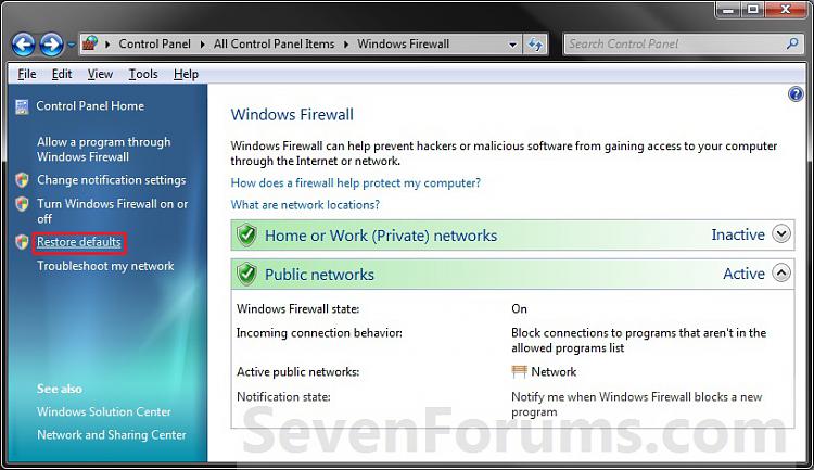 Windows Firewall Defaults