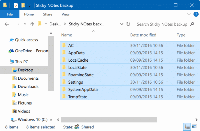 Sao lưu và khôi phục lại các ghi chú dính trong Windows 10 pic02