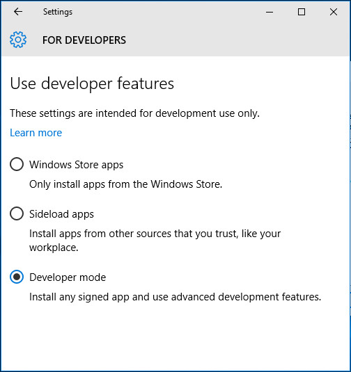 Bash-windows-10-developer-mode