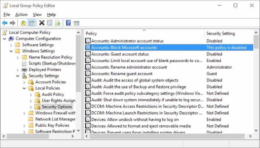 Chặn hoặc Vô hiệu hoá tài khoản Microsoft trong Windows 10 pic2