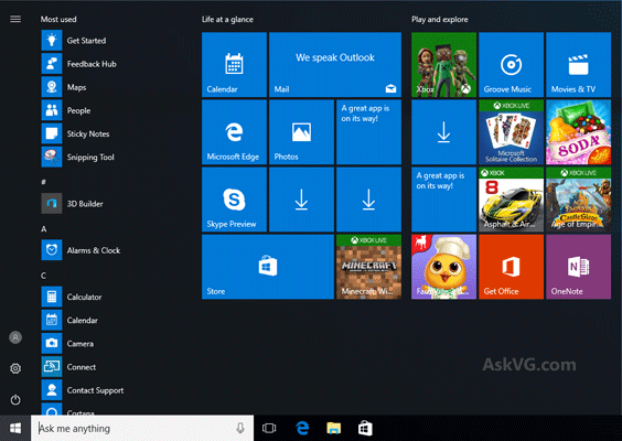 Chuyển giữa Start Menu và Start Screen trong Windows 10