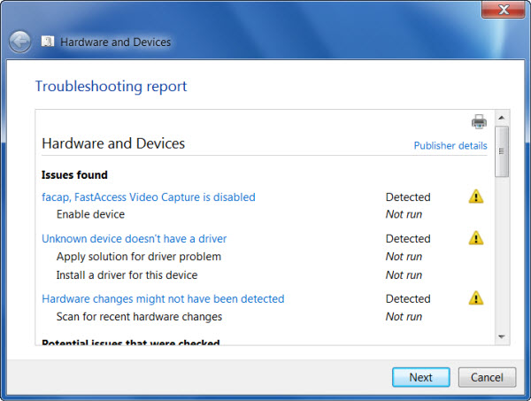 Sử dụng Troubleshooter Khắc phục sự cố Phần cứng và Thiết bị của Windows