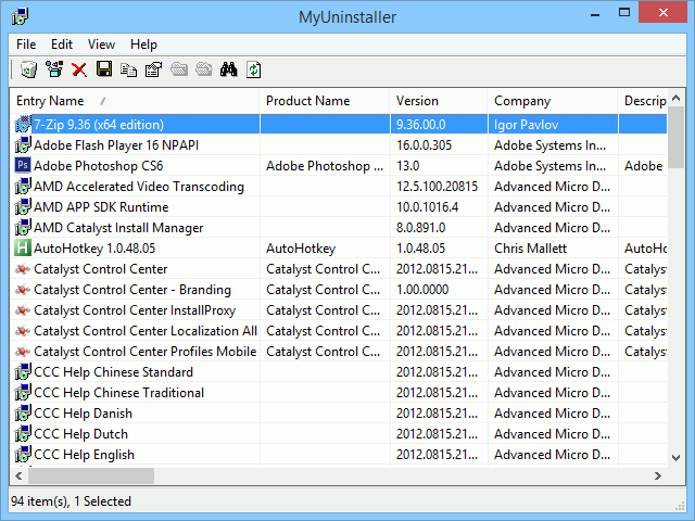 MyUninstaller: Một thay thế cho trình tháo gỡ Windows thông thường.
