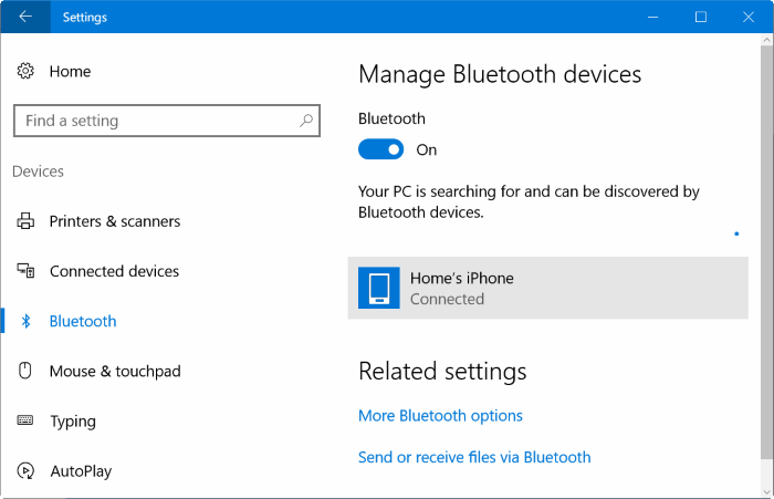 Ghép nối iphone với Windows 10 qua Bluetooth (1)