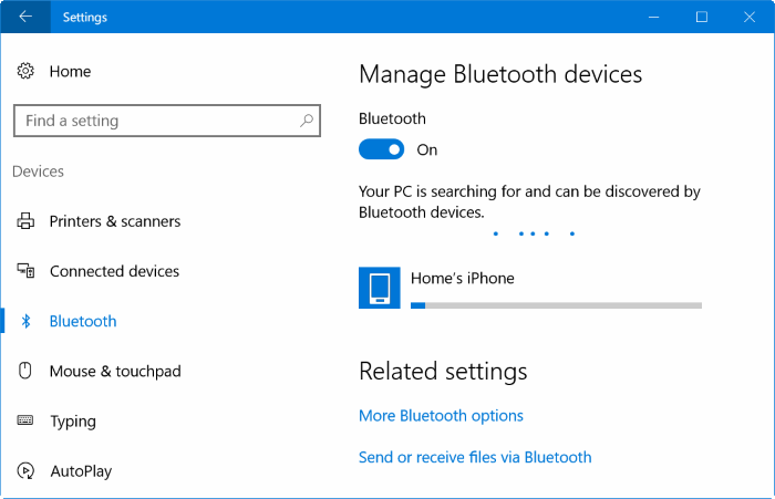 Ghép nối iphone với Windows 10 qua Bluetooth (2)