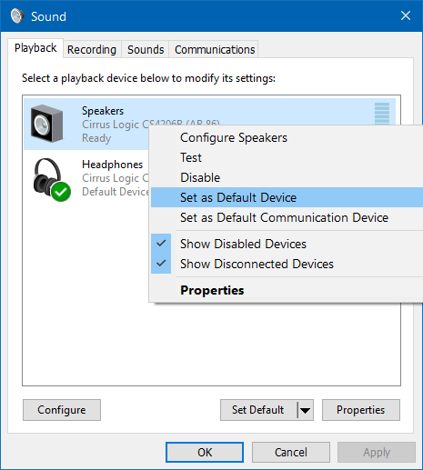 Sử dụng loa và tai nghe cùng lúc trong Windows 10 bước 2