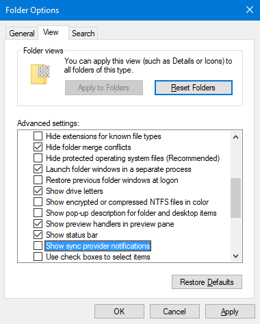 Tat thong bao trong File Explorer Windows 10